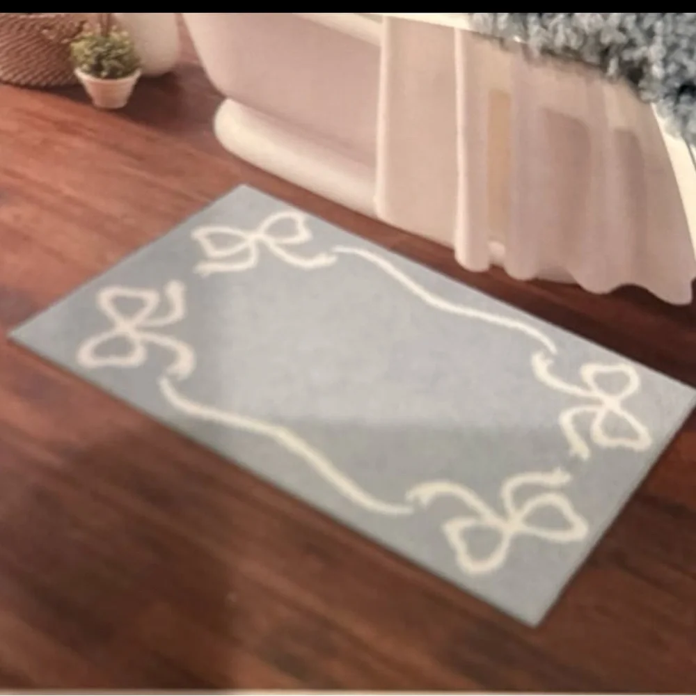 Blue Bow Bath Rug